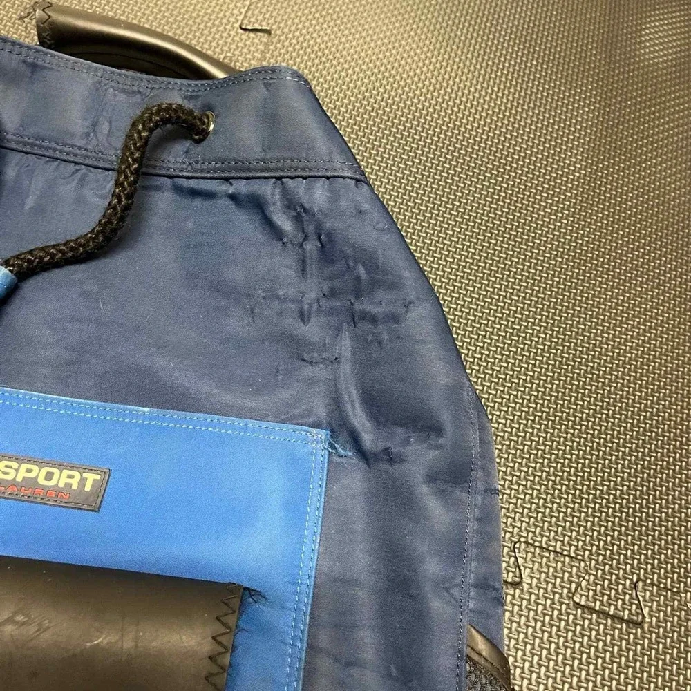 RARE vintage polo sport ralph lauren bucket bag sling backpack blue and leather‎